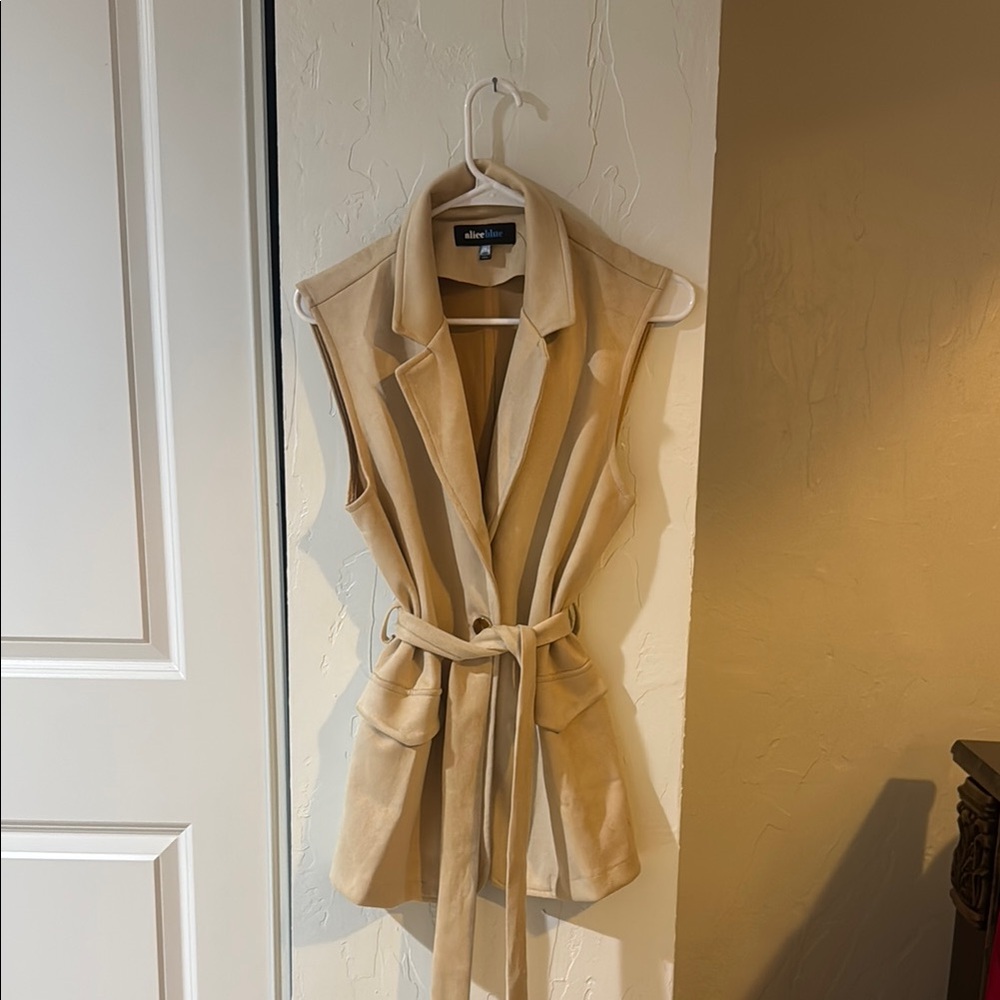 Chico's Tan Sleeveless Vest with Belt